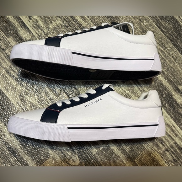 Tommy Hilfiger White and Navy Athletic Shoes - Picture 4 of 16